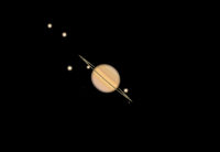 Сатурн и его спутники (Фото: Дмитрий Елисеев, Скриншот программы Stellarium)